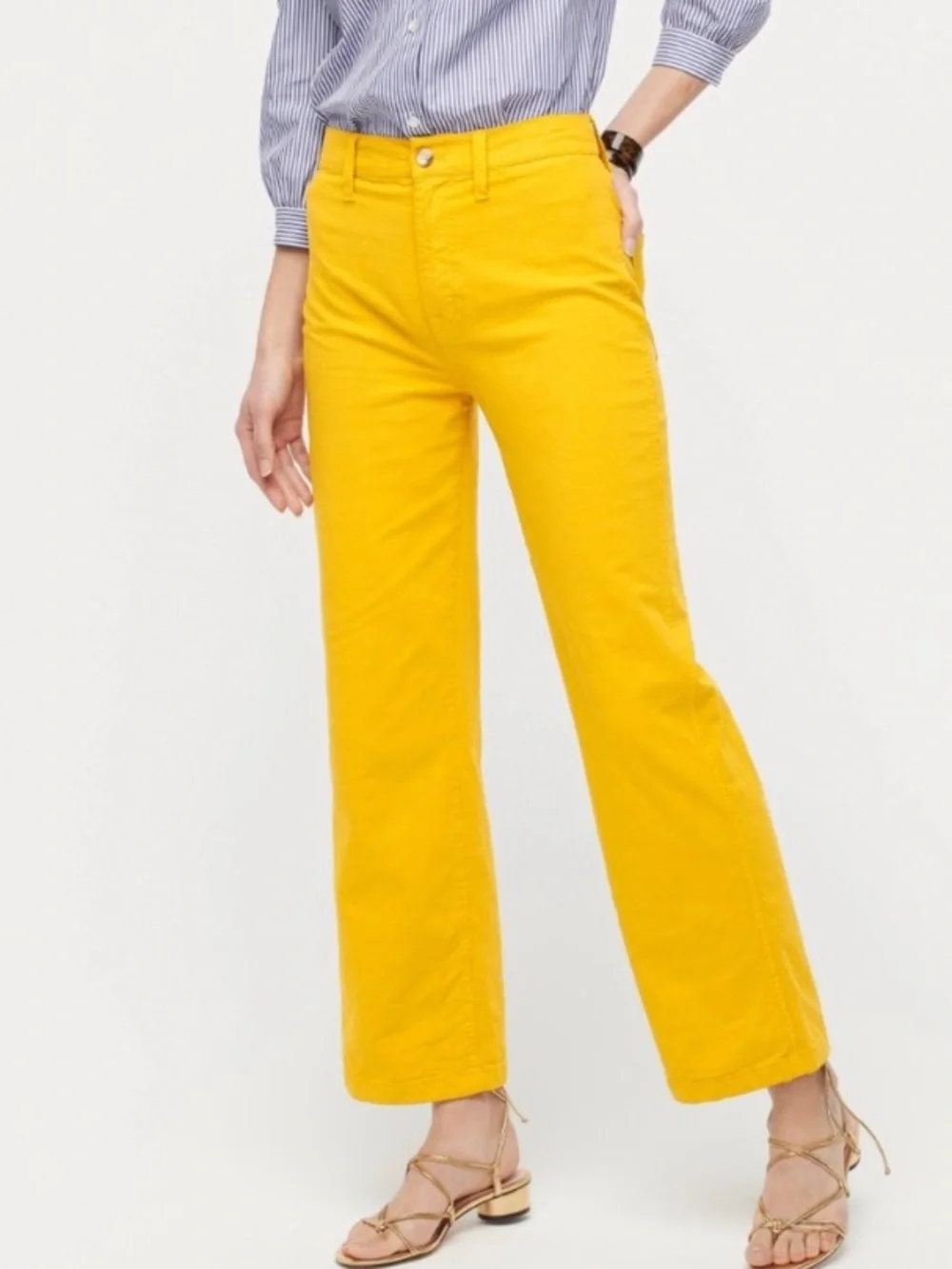 J. Crew Tall Slim Wide Leg Pants Golden Mustard Yellow Business Casual 30T